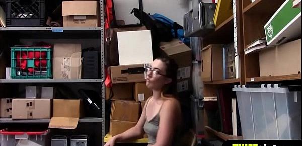  Geeky and cute shoplifter rough fucked on the CCTV